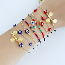 Evil Eye Bracelet, Gold Chain Bracelet, Blue Red Evil Eye Bead - Evileyefavor