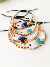Seed Beads Bracelet, Gold Chain Bracelet, Blue Miyuki Beads