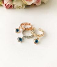 Blue Evil Eye Dangle Ring - Evileyefavor