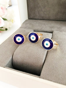 Adjustable blue evil eye ring - Evileyefavor