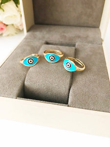 Turquoise Oval Evil Eye Ring - Evileyefavor