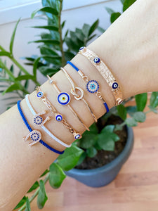 Rose Gold Evil Eye Bracelet Set, Lucky Evil Eye Jewelry, Bangle Bracelet - Evileyefavor