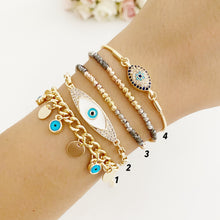 Gold Chain Evil Eye Bracelet, Blue Evil Eye Bracelet, Greek Jewelry