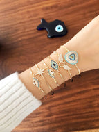 Gold evil eye adjustable bracelet collection - Evileyefavor