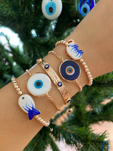 Evil Eye Bracelet, Bangle Bracelet, Lucky Jewelry