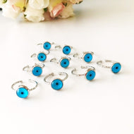 Silver Blue Evil Eye Ring - Evileyefavor