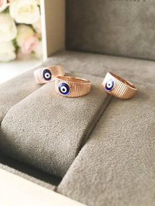 Rose Gold Evil Eye Ring - Evileyefavor