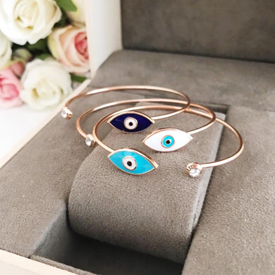 Evil Eye Bangle Bracelet, Rose Gold Bangle Bracelet - Evileyefavor