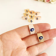 Adjustable blue evil eye dainty ring - Evileyefavor