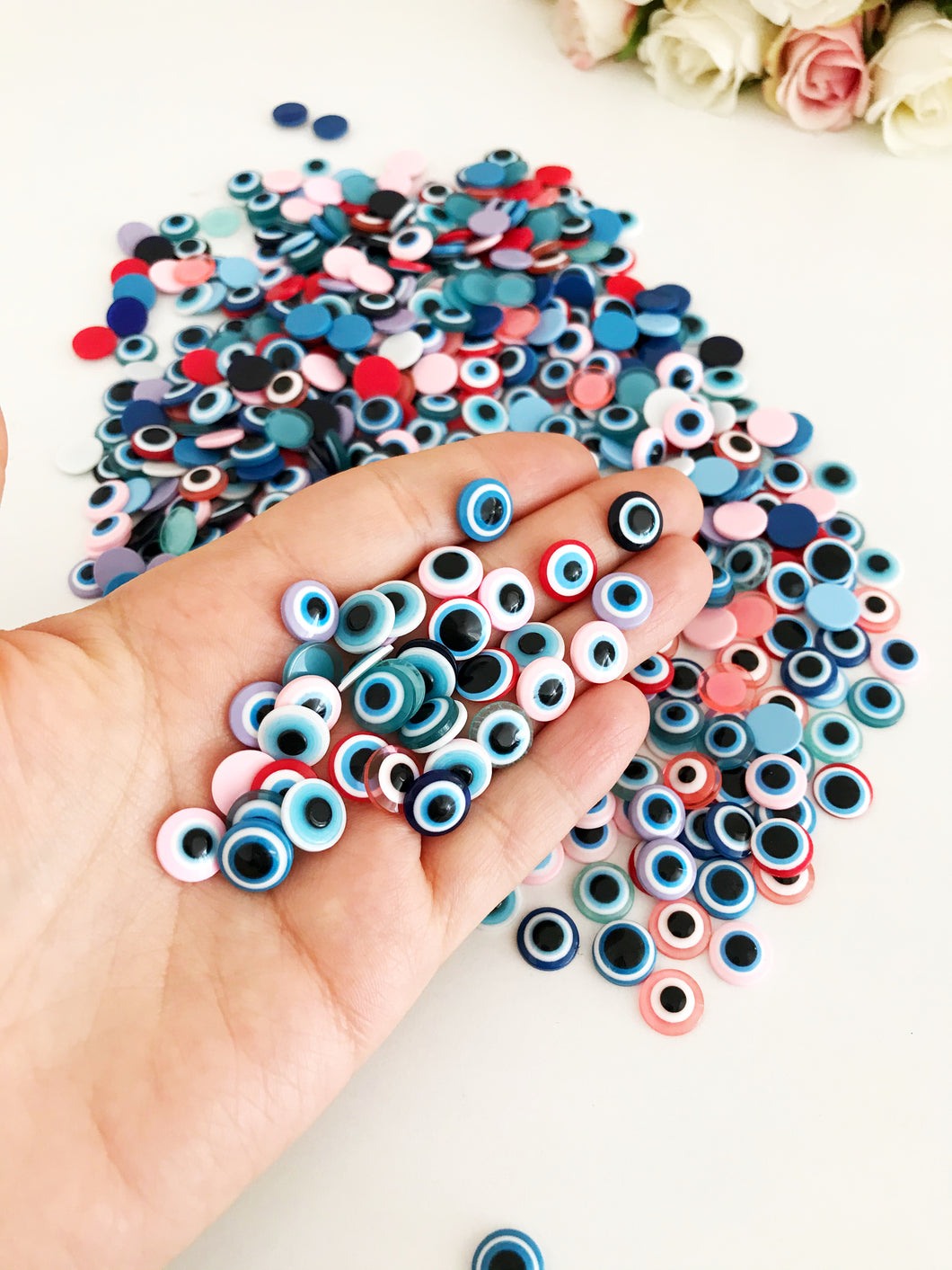 Evil Eye Flat Back Resin Cabochons Beads, 10mm - Evileyefavor