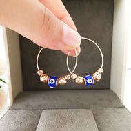 Blue Evil Eye Hoop Earrings - Evileyefavor