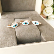 Oval Rose Gold Evil Eye Ring - Evileyefavor