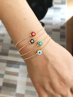 Evil eye bracelet gold, evil eye jewelry, gold chain bracelet - Evileyefavor