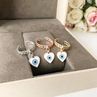 Heart Evil Eye Dangle Ring - Evileyefavor