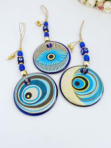 Patterned Evil Eye Wall Hanging, Painted Evil Eye Home Decor, Small Evil Eye