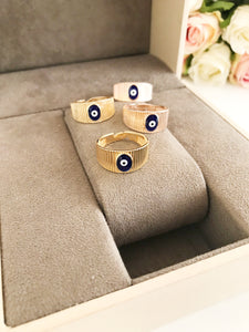 Adjustable Gold Evil Eye Ring - Evileyefavor
