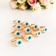 Round Turquoise Evil Eye Ring - Evileyefavor