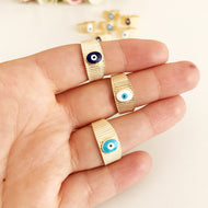 Adjustable Gold Evil Eye Ring - Evileyefavor