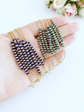 Birthstone crystal bracelet, gold chain bracelet, sapphire bead, blue topaz bead - Evileyefavor