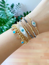 Gold Chain Evil Eye Bracelet, Blue Evil Eye Bracelet, Greek Jewelry