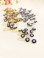 Blue Evil Eye Safety Pin - Evileyefavor