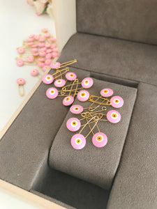 Pink evil eye safety pin BULK - Evileyefavor