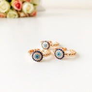 Rose Gold Evil Eye Ring - Evileyefavor
