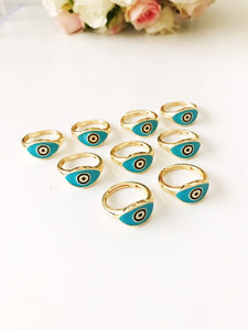 Turquoise Oval Evil Eye Ring - Evileyefavor