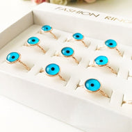 Rose Gold Blue Evil Eye Ring - Evileyefavor