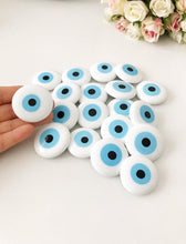 White handmade evil eye glass bead magnet - Evileyefavor
