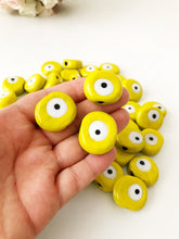 Yellow murano evil eye glass beads - 5 pcs - Evileyefavor